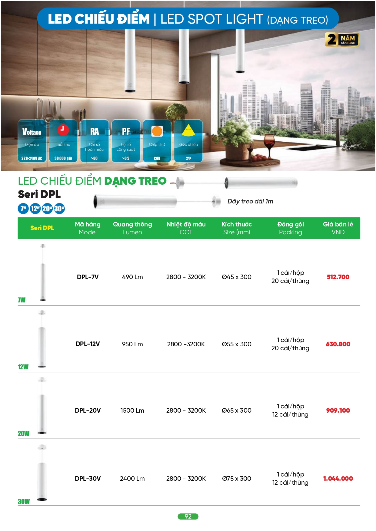 Bảng giá đèn LED MPE 2026